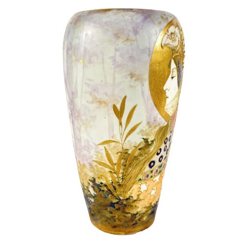 SUMMER QUEEN HAND PAINTED AND GILDED VASE BY NICHOLAS KANNHAUSER FOR REISSNER STELLMACHER AND KESSEL - ADDITIONAL PHOTO 3