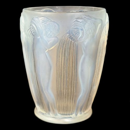 DANAIDES ART DECO OPALESCENT GLASS VASE WITH WATER CARRIERS BY R LALIQUE