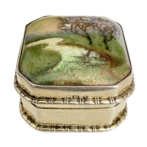 ARTS CRAFTS SILVER ENAMEL PILL BOX ATTRIBUTED TO FLEETWOOD VARLEY