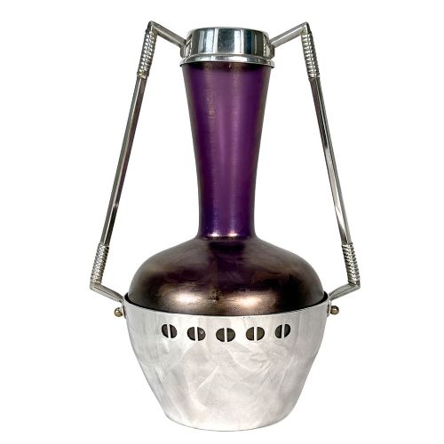 Art Nouveau Secessionist Iridescent Glass Vase in Silver Plate Mount by Loetz and Argentor