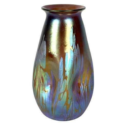 Art Nouveau Iridescent Glass Vase in the Medici Decor by Loetz