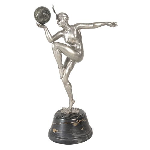 Stella – Art Deco Silvered Bronze on Marble Base by Maurice Giraud-rivière