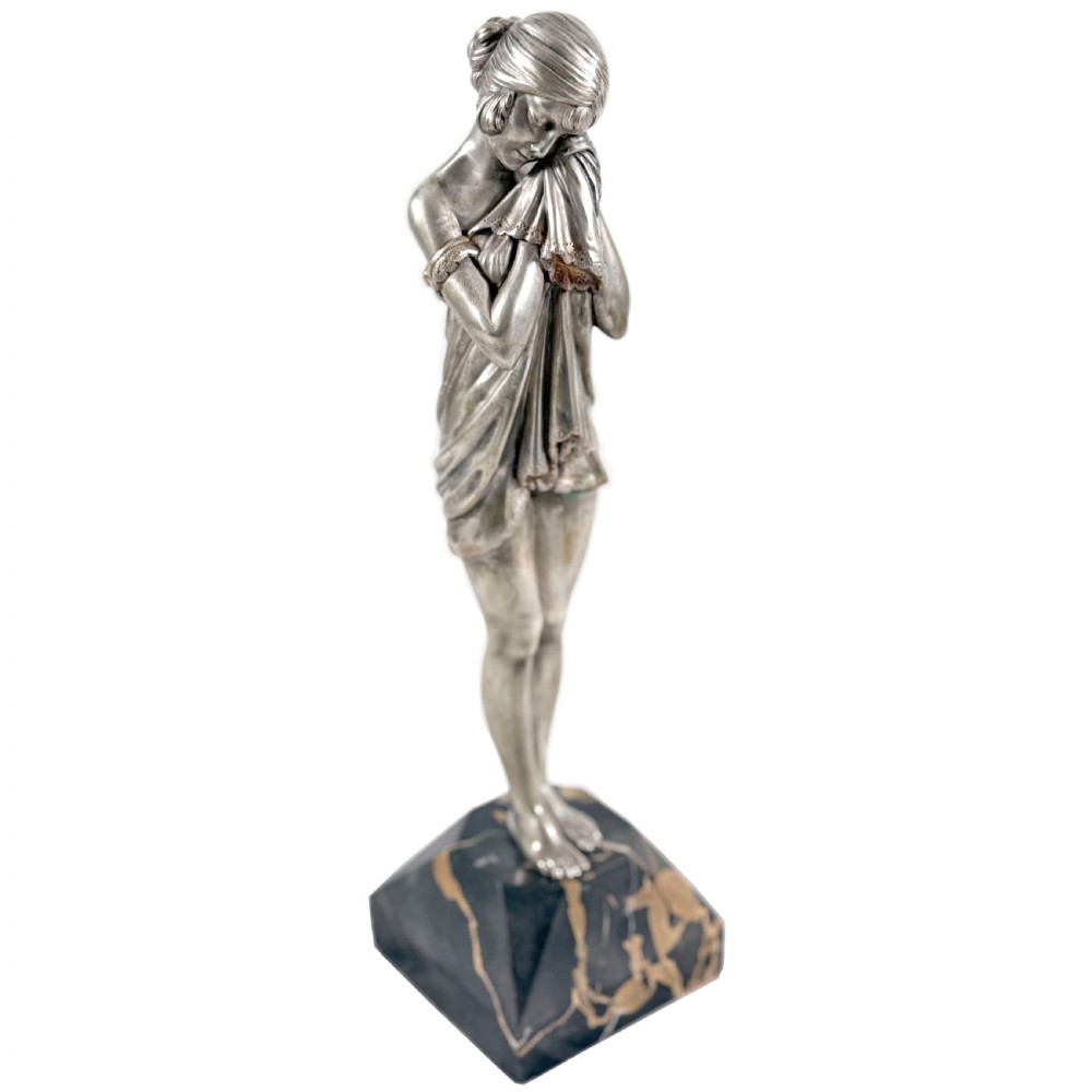 Little Sad One – Art Deco silvered bronze on marble base by Demetre Chiparus View II