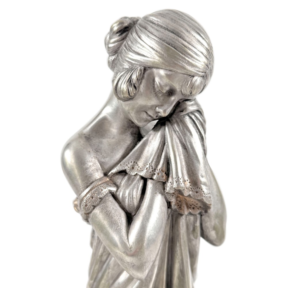 Little Sad One – Art Deco silvered bronze on marble base by Demetre Chiparus View III