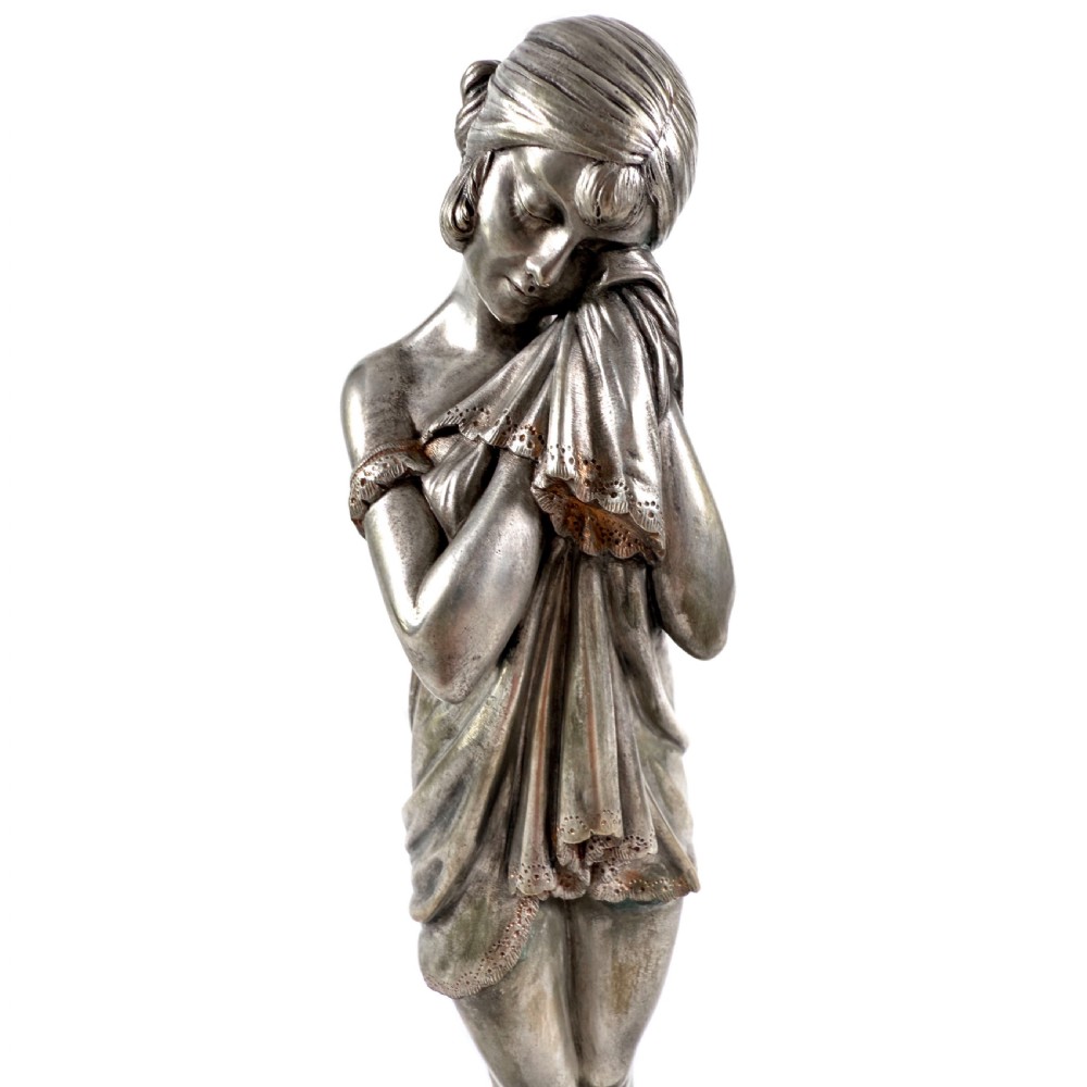 Little Sad One – Art Deco silvered bronze on marble base by Demetre Chiparus View IV