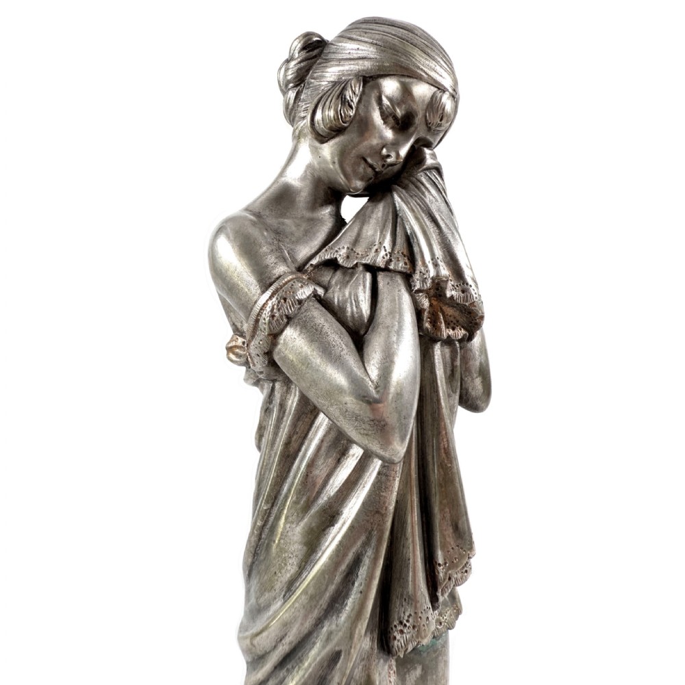 Little Sad One – Art Deco silvered bronze on marble base by Demetre Chiparus View VI