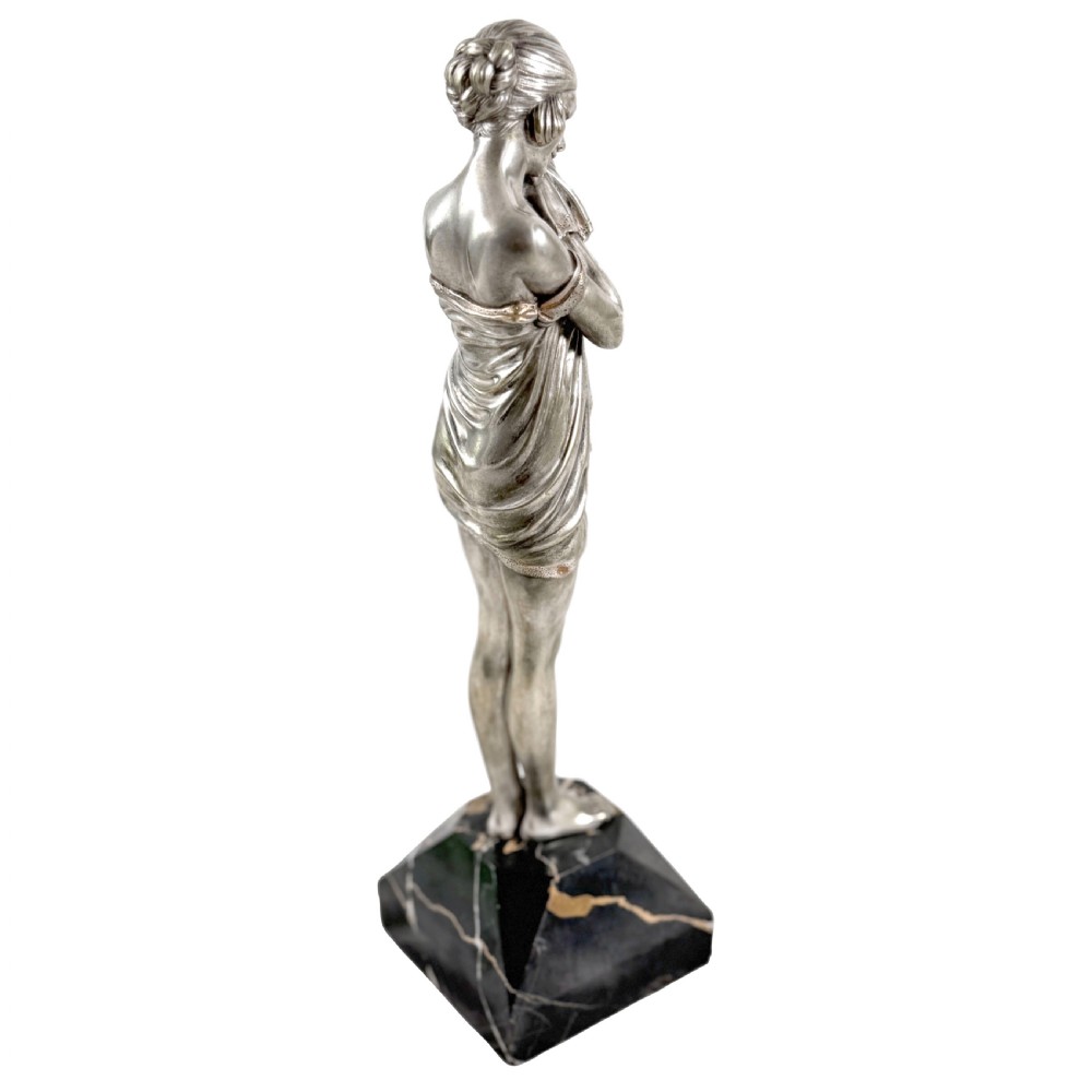 Little Sad One – Art Deco silvered bronze on marble base by Demetre Chiparus View VII