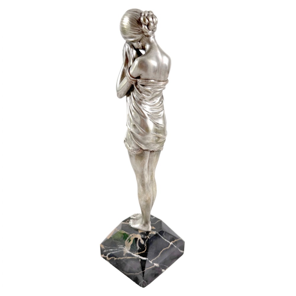 Little Sad One – Art Deco silvered bronze on marble base by Demetre Chiparus View IX