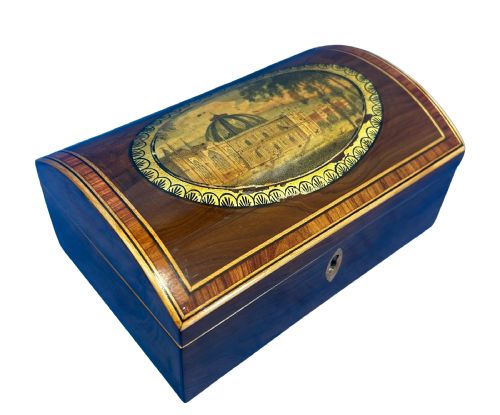 GEORGE III YEW BOX WITH A VIEW OF BRIGHTON