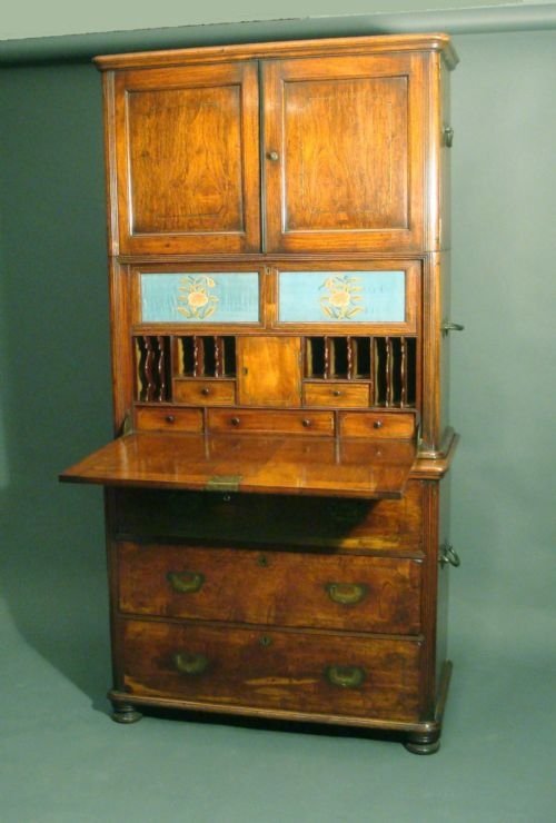 China Trade Three-part Padouk Secretaire Cabinet: