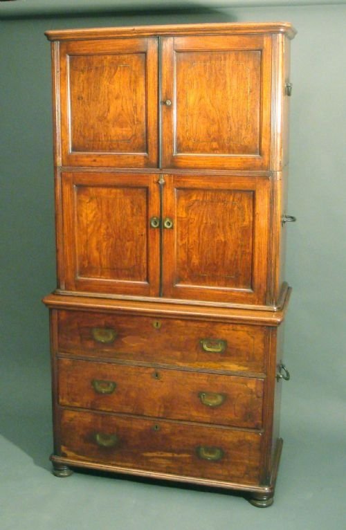 fig 1. China Trade three-part padouk secretaire cabinet: