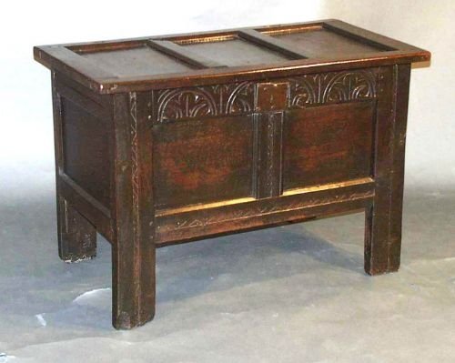 Seventeenth Century Panelled Oak Coffer