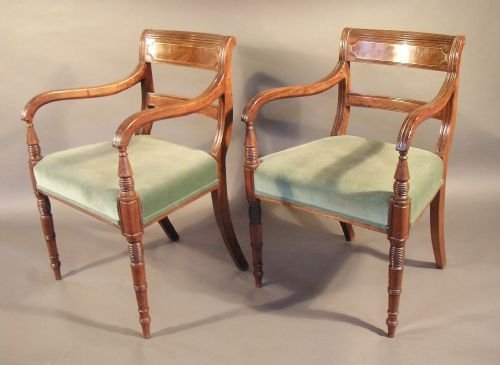 Pair of Regency Mahogany Elbow Chairs