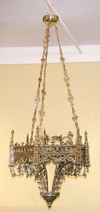 Four French Gothic Brass Hanging Lights