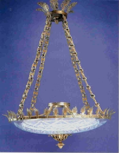Large Regency Ormolu and Cut Glass Dish Light