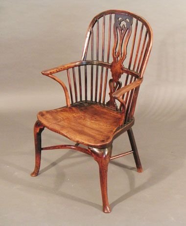 C18 Cabriole Leg Yew Wood Windsor Chair