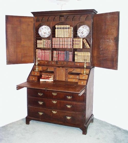 Estate Made Oak Bureau Bookcase
