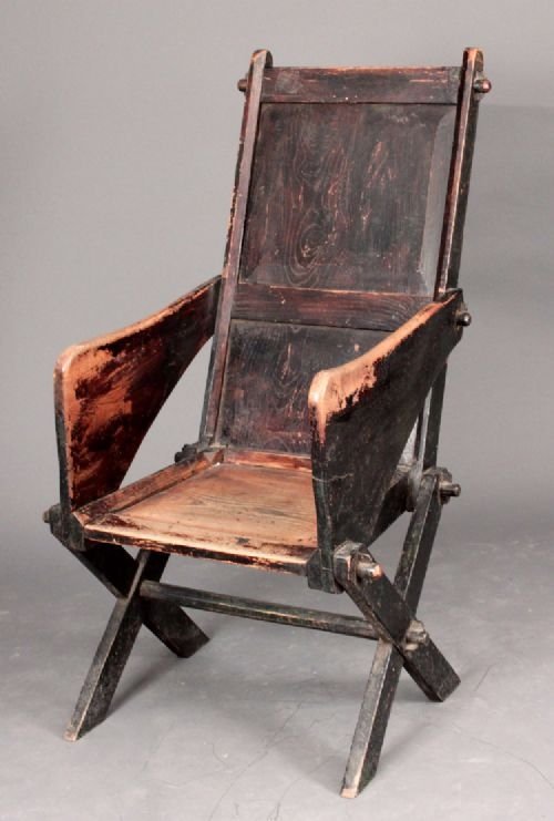 Primitive Elm Glastonbury Chair in Untouched Condition from the Welsh Borders C.1840