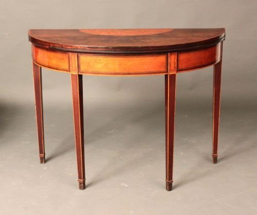 Sheraton Elliptical Card Table; Satinwood Inlay