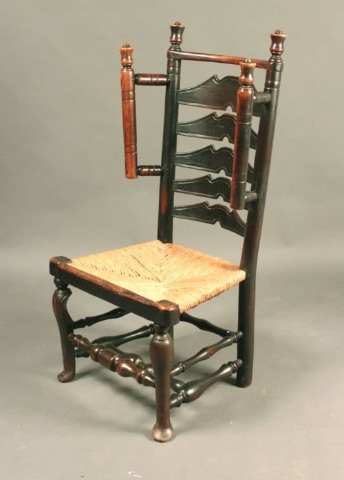 Rare Ash Ladderback Nursing Chair with Wool Winders