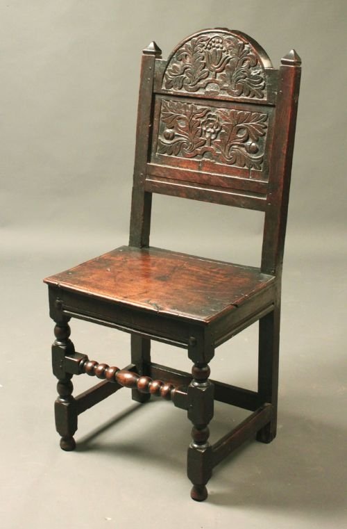 Oak Backstool with Good Original Carving
