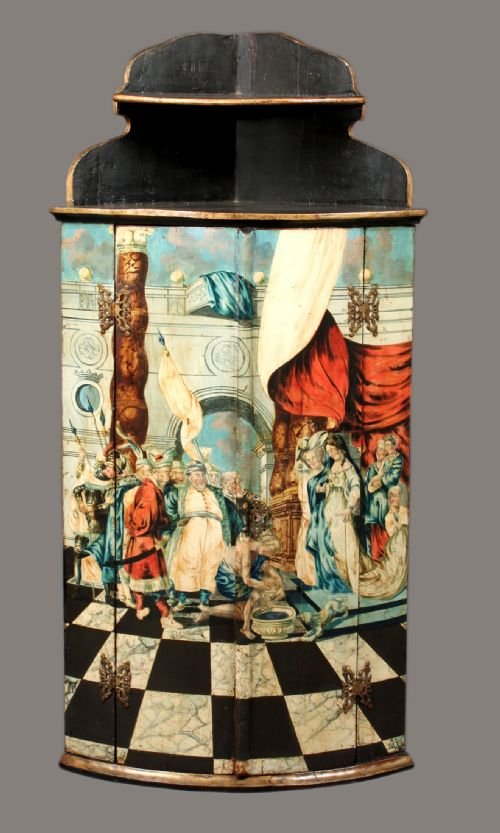 Antique Painted Corner Cupboard