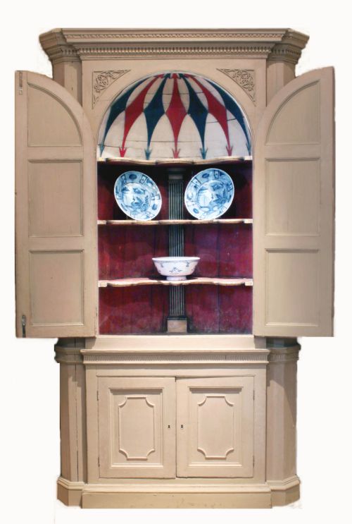 George III painted corner cupboard
