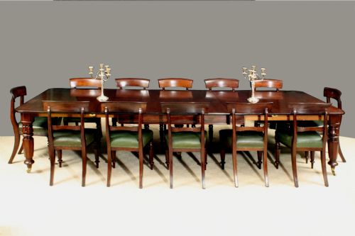 fig 1. Antique dining table with matching set of twelve dining chairs