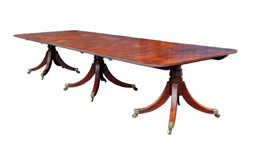 Antique Three Pillar Dining Table