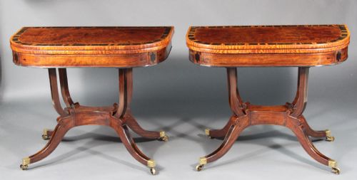 REGENCY SET OF A PAIR OF CARD TABLES WITH A MATCHING SOFA TABLE - ADDITIONAL PHOTO 1