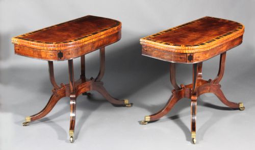 REGENCY SET OF A PAIR OF CARD TABLES WITH A MATCHING SOFA TABLE - ADDITIONAL PHOTO 2