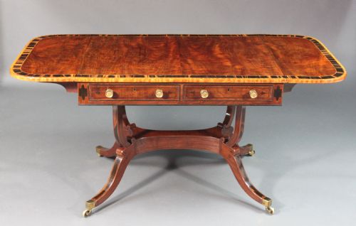 REGENCY SET OF A PAIR OF CARD TABLES WITH A MATCHING SOFA TABLE - ADDITIONAL PHOTO 3