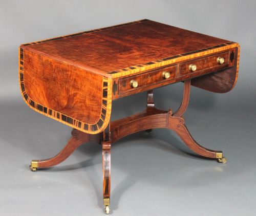 REGENCY SET OF A PAIR OF CARD TABLES WITH A MATCHING SOFA TABLE - ADDITIONAL PHOTO 5