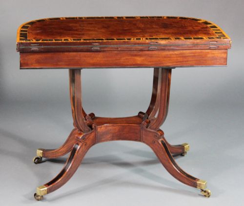 REGENCY SET OF A PAIR OF CARD TABLES WITH A MATCHING SOFA TABLE - ADDITIONAL PHOTO 11