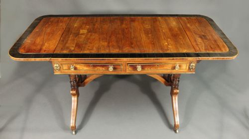 REGENCY BRASS INLAID SOFA TABLE IN KINGWOOD - ADDITIONAL PHOTO 3
