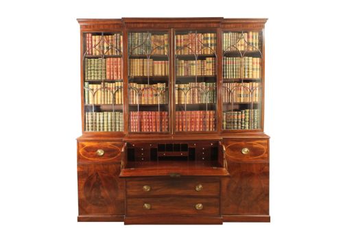 Georgian Mahogany Breakfront Bookcase
