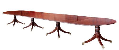 George III Four Pedestal Mahogany Dining Table