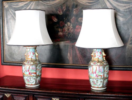Pair of Canton Vases as Lamps