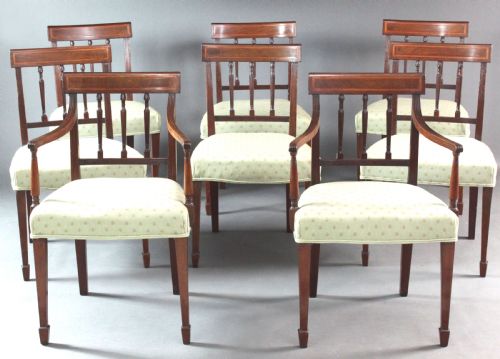 Georgian Set of Eight Sheraton Period Mahogany Dining Chairs