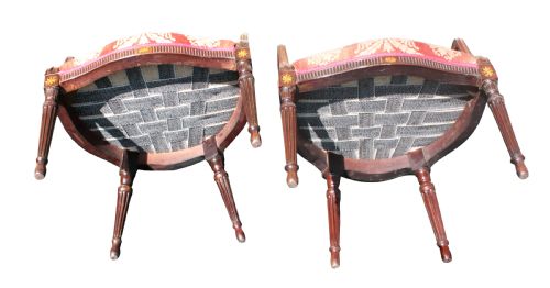 PAIR OF GEORGE III MAHOGANY ARMCHAIRS IN RED DAMASK MANNER OF JOHN LINNELL - ADDITIONAL PHOTO 6