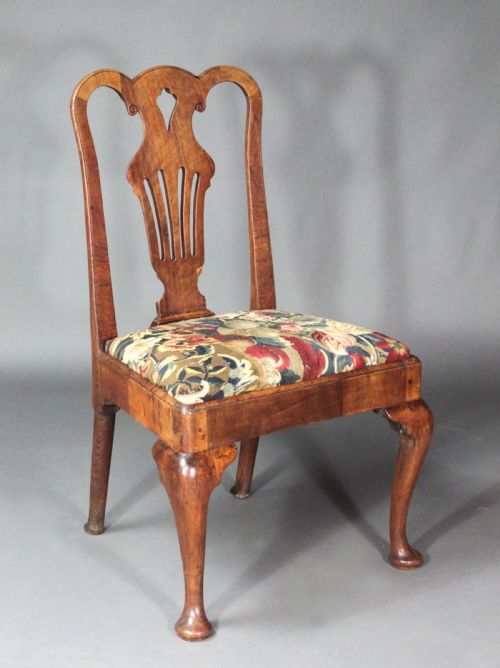 PAIR OF GEORGE II VENEERED WALNUT CABRIOLE LEG CHAIRS - ADDITIONAL PHOTO 4