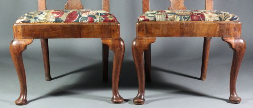 PAIR OF GEORGE II VENEERED WALNUT CABRIOLE LEG CHAIRS - ADDITIONAL PHOTO 8
