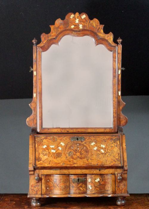 ANTIQUE DUTCH MARQUETRY TOILET MIRROR - ADDITIONAL PHOTO 1