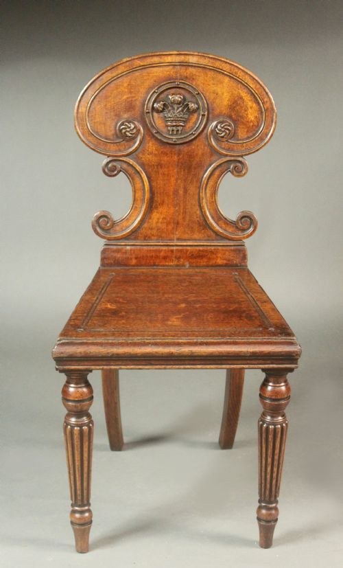 PAIR OF REGENCY OAK HALL CHAIRS - ADDITIONAL PHOTO 3