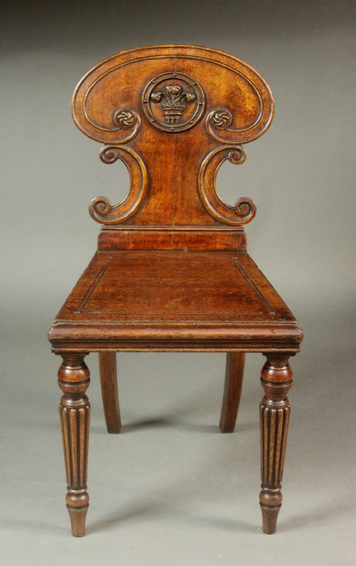 PAIR OF REGENCY OAK HALL CHAIRS - ADDITIONAL PHOTO 4