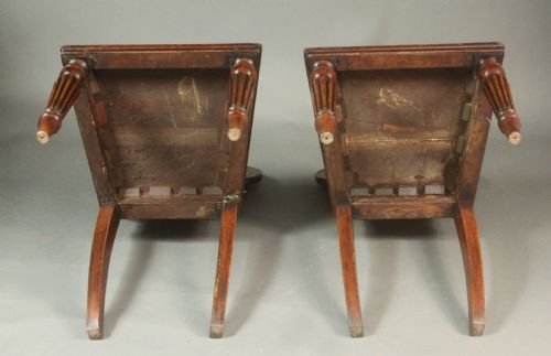 PAIR OF REGENCY OAK HALL CHAIRS - ADDITIONAL PHOTO 6