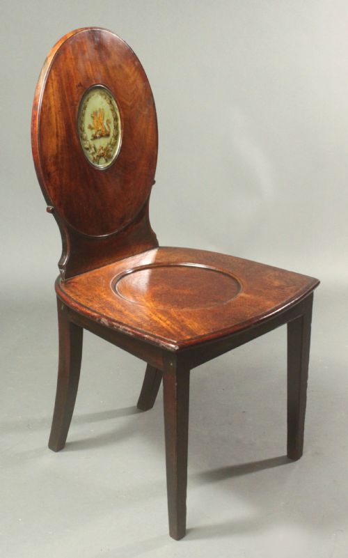 PAIR GEORGE III MAHOGANY HALL CHAIRS - ADDITIONAL PHOTO 2