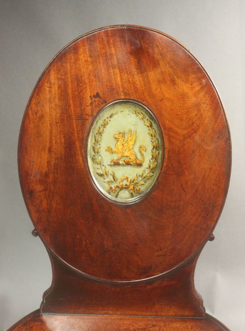 PAIR GEORGE III MAHOGANY HALL CHAIRS - ADDITIONAL PHOTO 3