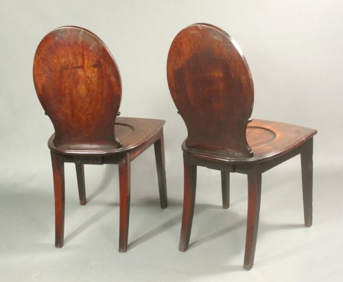 PAIR GEORGE III MAHOGANY HALL CHAIRS - ADDITIONAL PHOTO 5