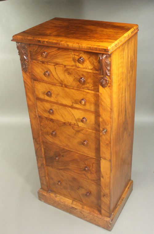 ANTIQUE WALNUT WELLINGTON CHEST - ADDITIONAL PHOTO 6